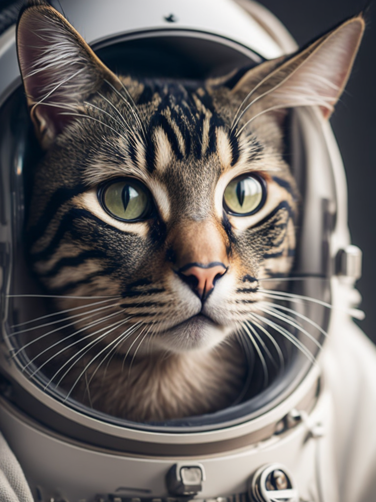 a tabby cat an astronaut