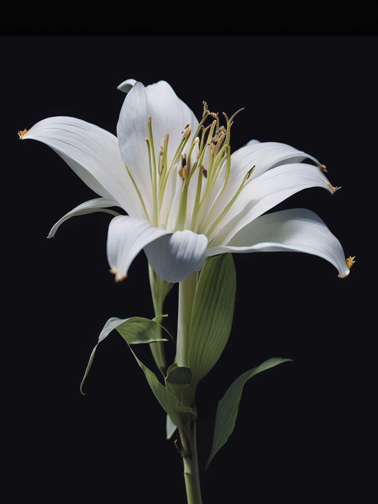 lily flower, black background, deep colors, dark atmosphere, contrasting light