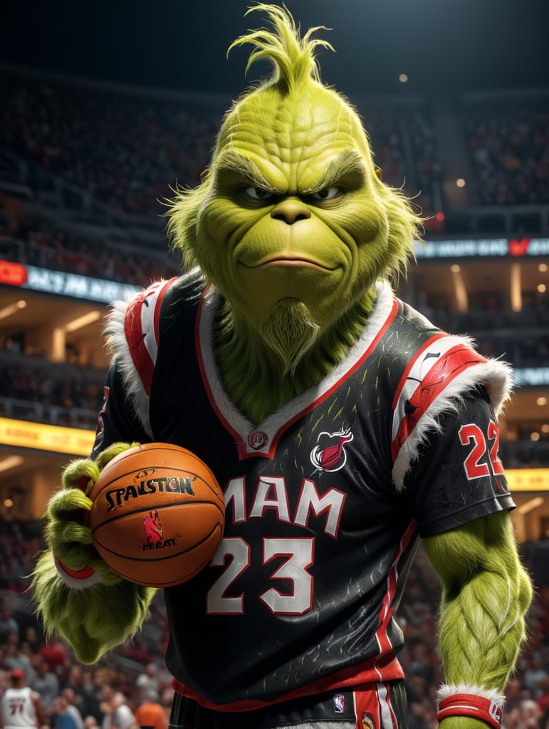 grinch wearing the Miami Heat jersey
