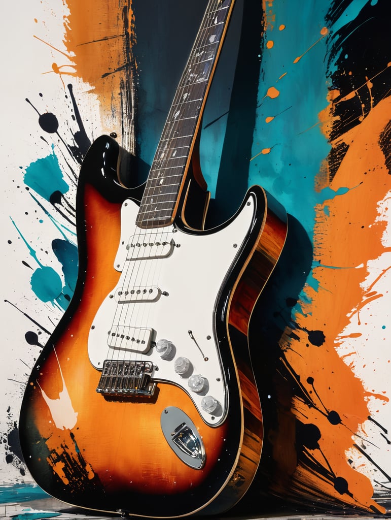 abstract retro guitar leafs