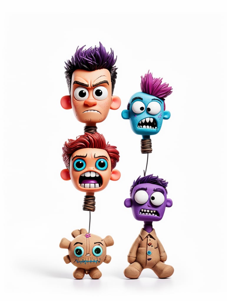 white background voodoo doll basic pins stitched