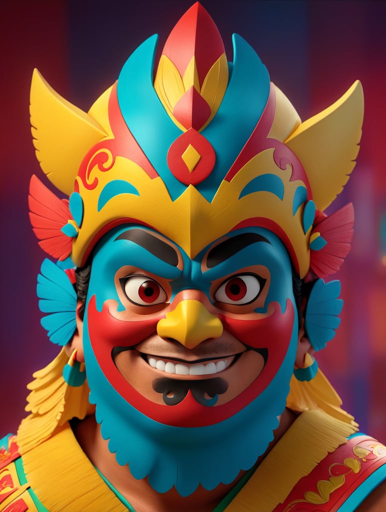 Portrait of a masked mexican wrestler, Vivid saturated colors, Contrast color, studio photo, professional photo, Rich colors, Detailed image