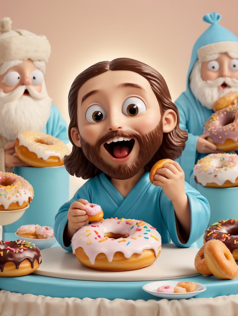 Jesus eating sweet donut