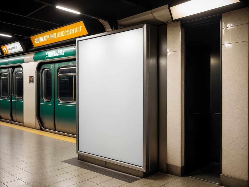 subway blank white billboard, mockup, mock up