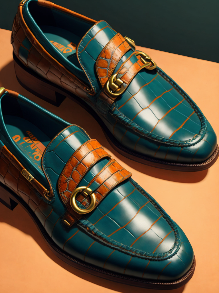 Super realistic gucci mexican gator skin shoe 3d octane render