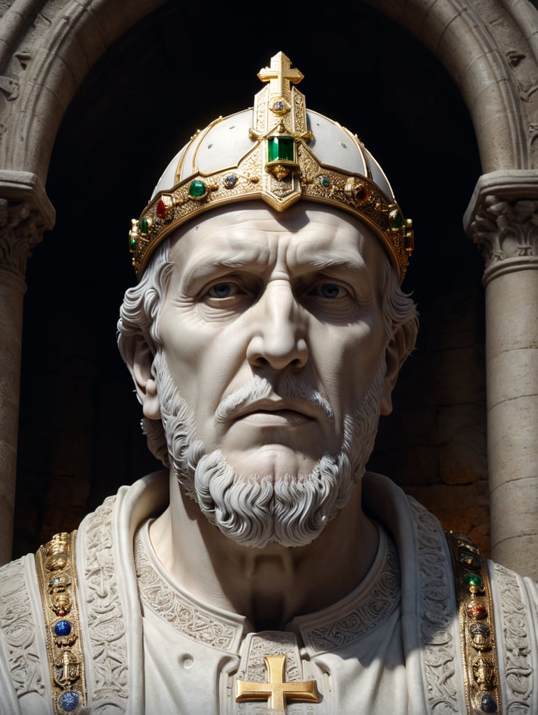 ecapitated head of a bishop from the 3rd century church statue notre dame cathedral white image white stone high resolution