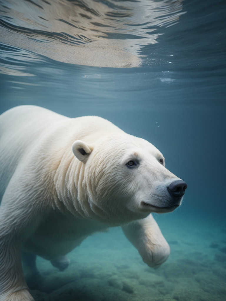 polarbear underwater, drift ice