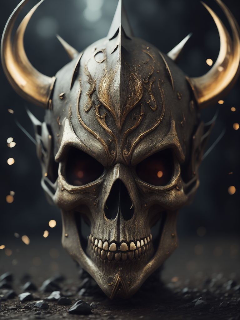 metal maden male chaos warrior, skulls on the ground, Glass, Polygon, ultra detailed, intricate, bokeh, photo, 8k, dark, dynamic action, pale washed out style, shot on cyanotype, cracked lens, dreamy nostalgic, soft focus, dark vignetting, light leaks, medium photography, gloomy artistic painterly ethereal, whimsical, coarse grain photo