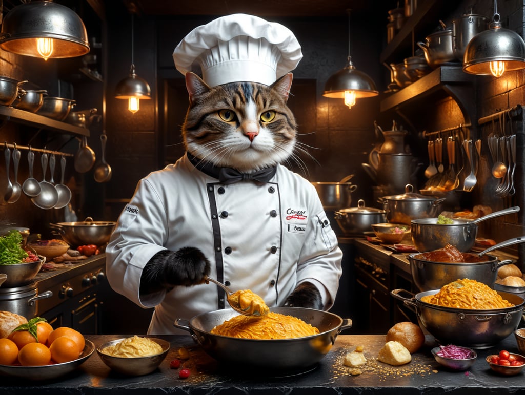 sweet cook chef cat