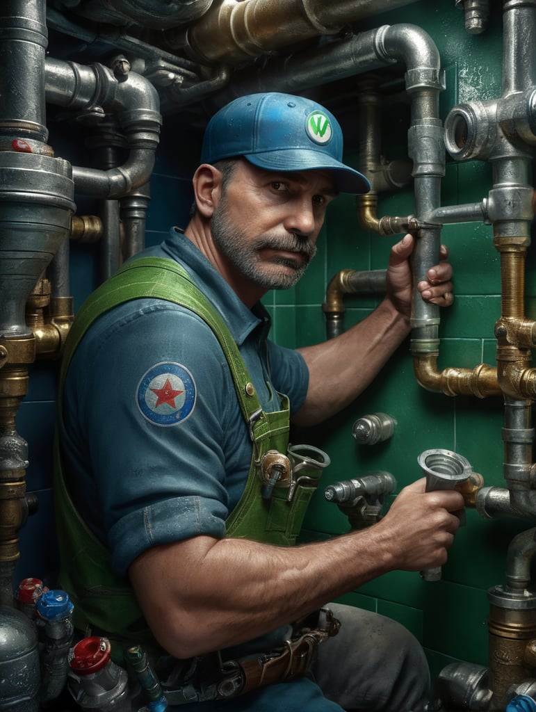 plumber, blue, green