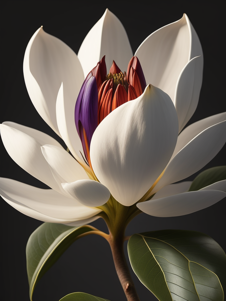 magnolia flower bright colours on white background sharp focus vibrant