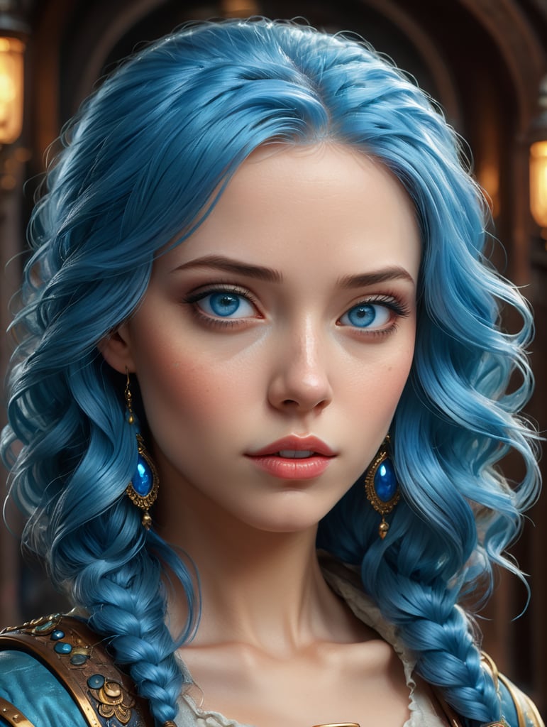 a close up of a cartoon girl with blue hair and blue eyes, disney art style, closeup character portrait, disney artstyle, close up character, character portrait closeup, stunning digital illustration, cartoon artstyle, cartoon art style, beautiful digital illustration, cute detailed digital art, art in the style of disney, highly detailed character, character art closeup, highly detailed character design
