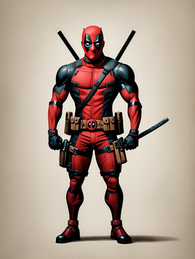 Deadpool arms folded, full body