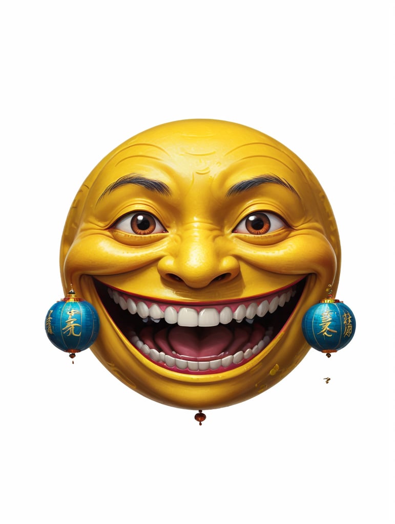 Extreme happiness, Chinese laughter emoji as a human