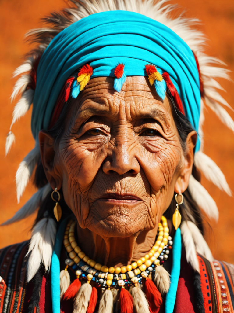 native american old woman in national dress