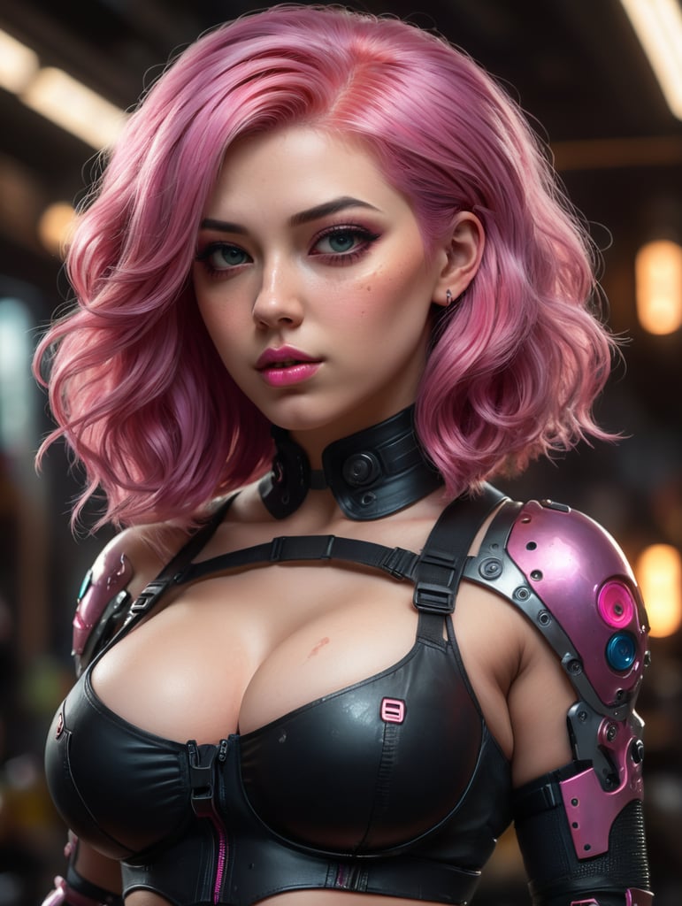 Hot really curvy egirl with pink hair