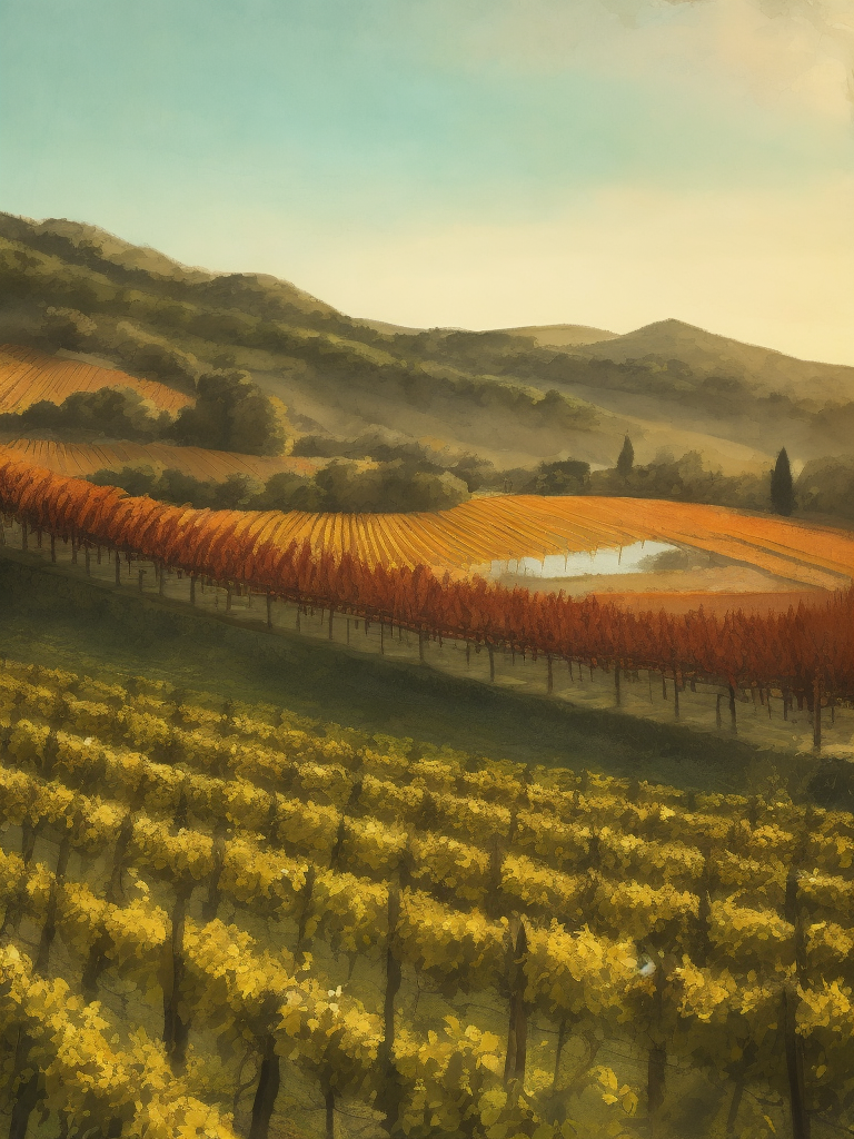 italian vineyard, woodcut