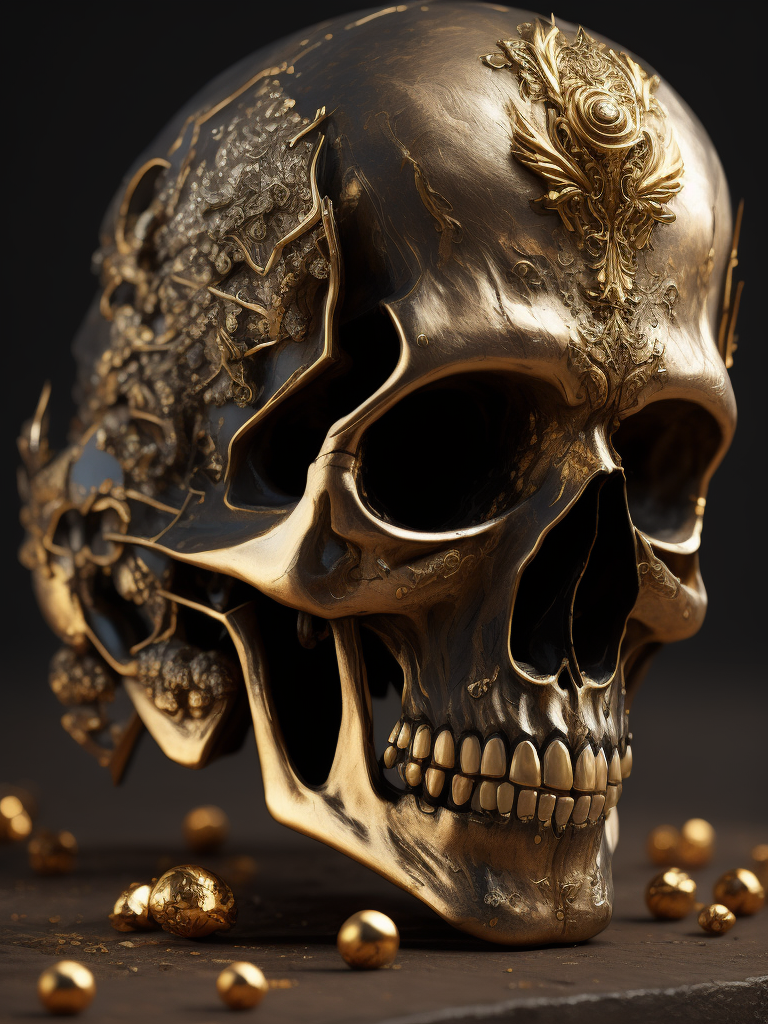 Embrace the beauty of the macabre with skulls made from precious materials! Create striking images of intricate skull sculptures crafted from gold, silver, and other valuable materials.