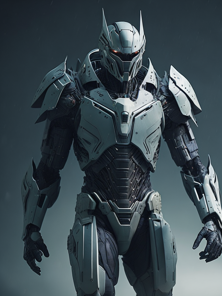 трансформер сайтама из кибер панка фон белый и синий