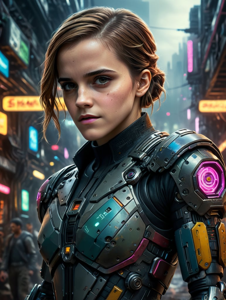 emma watson in a cyberpunk universe