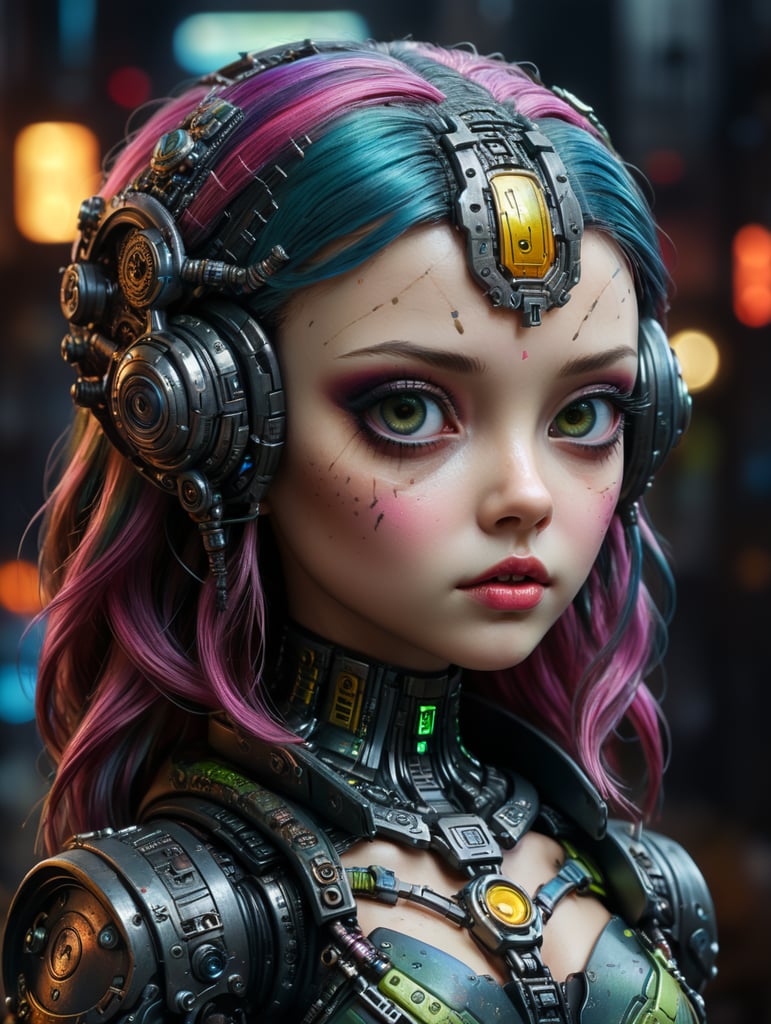 blythe doll in cyberpunk style