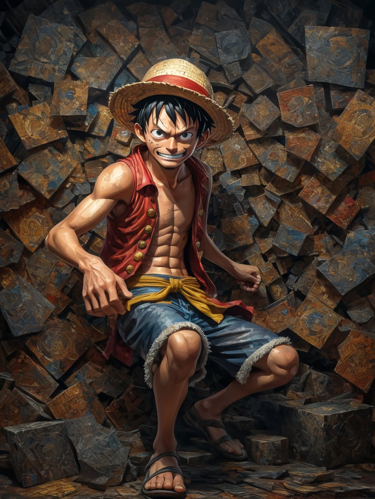 Luffy from One Piece in a cubism painting