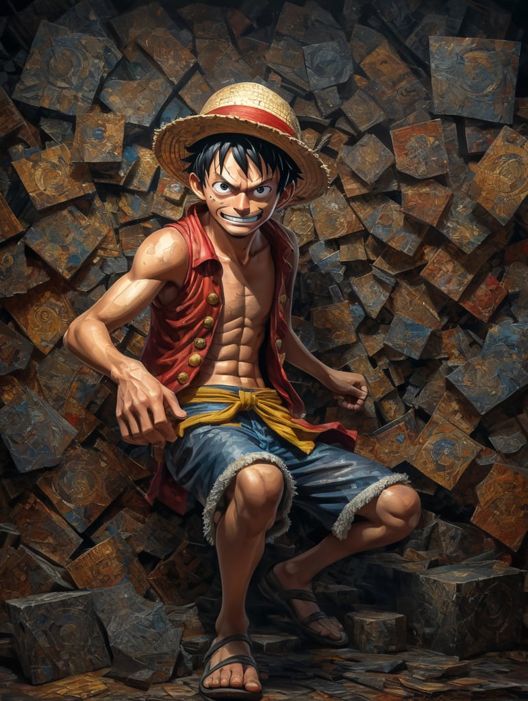 Luffy from One Piece in a cubism painting