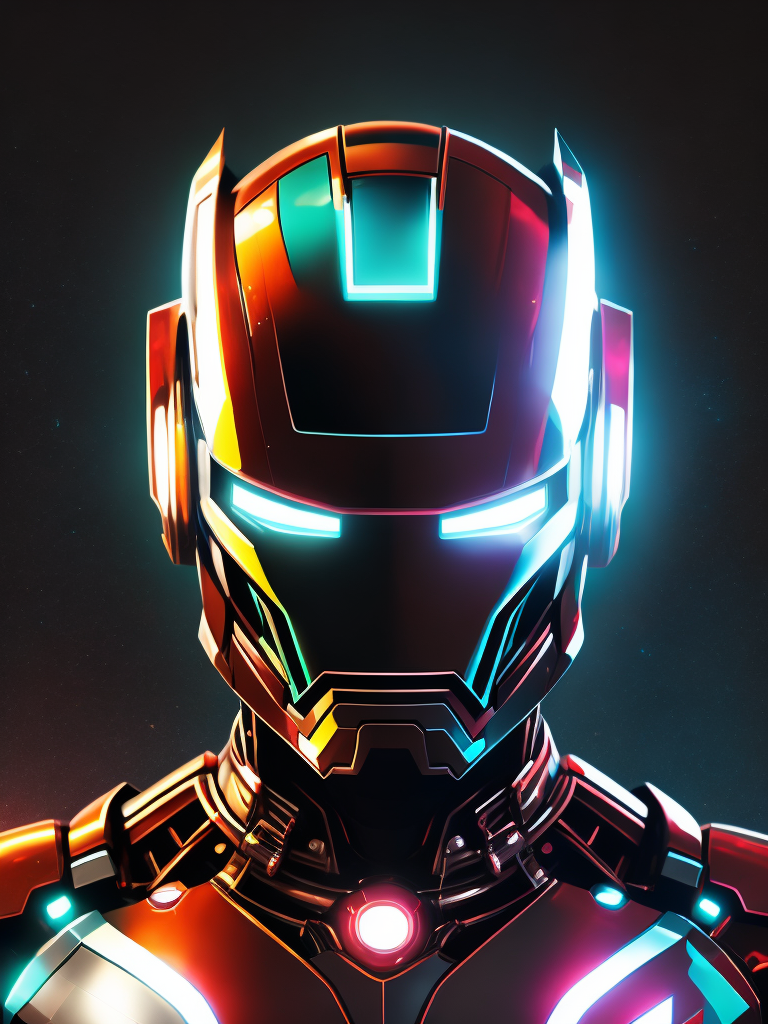 (((Chrome))) Ironman, Daft Punk style, ((laser)), light, neon, smoky