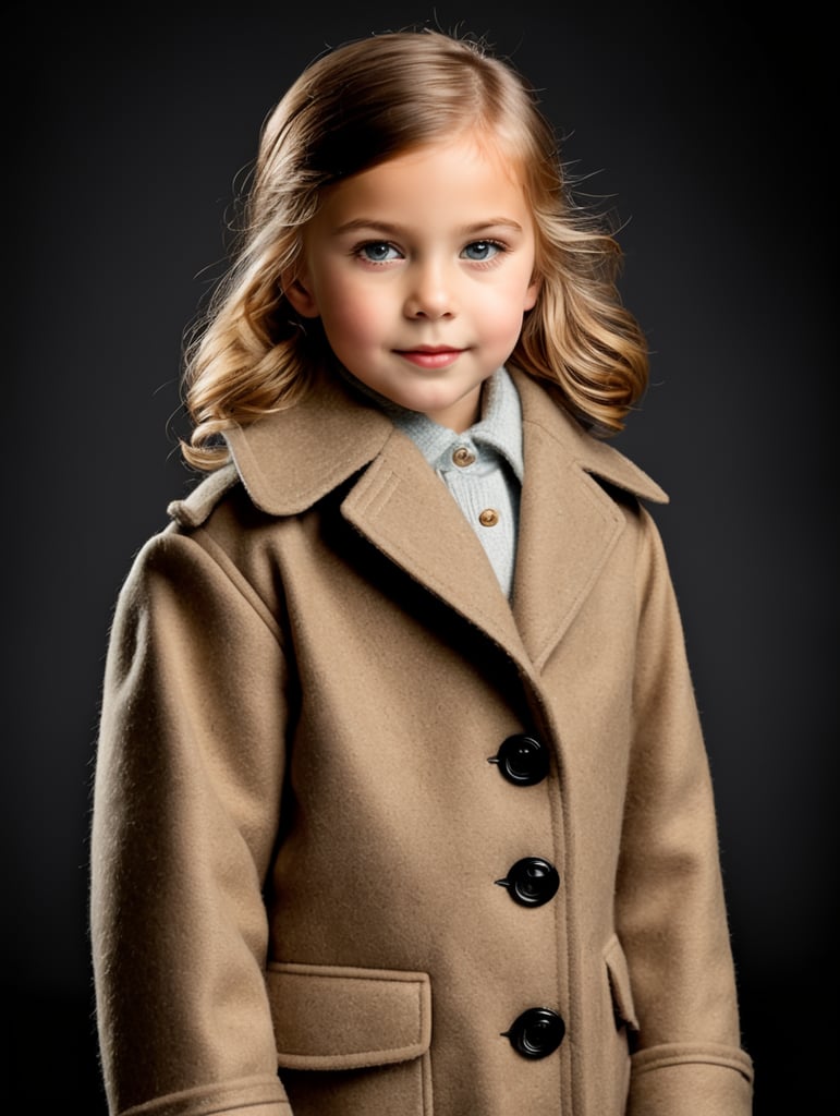 world war 2 era girl in an all-wool mackinaw, isolated, on a black background.