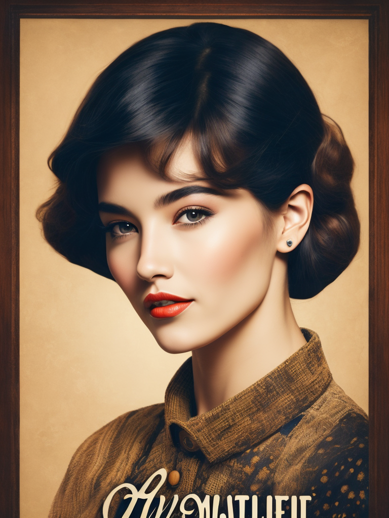 portrait of beautiful girl vintage poster style