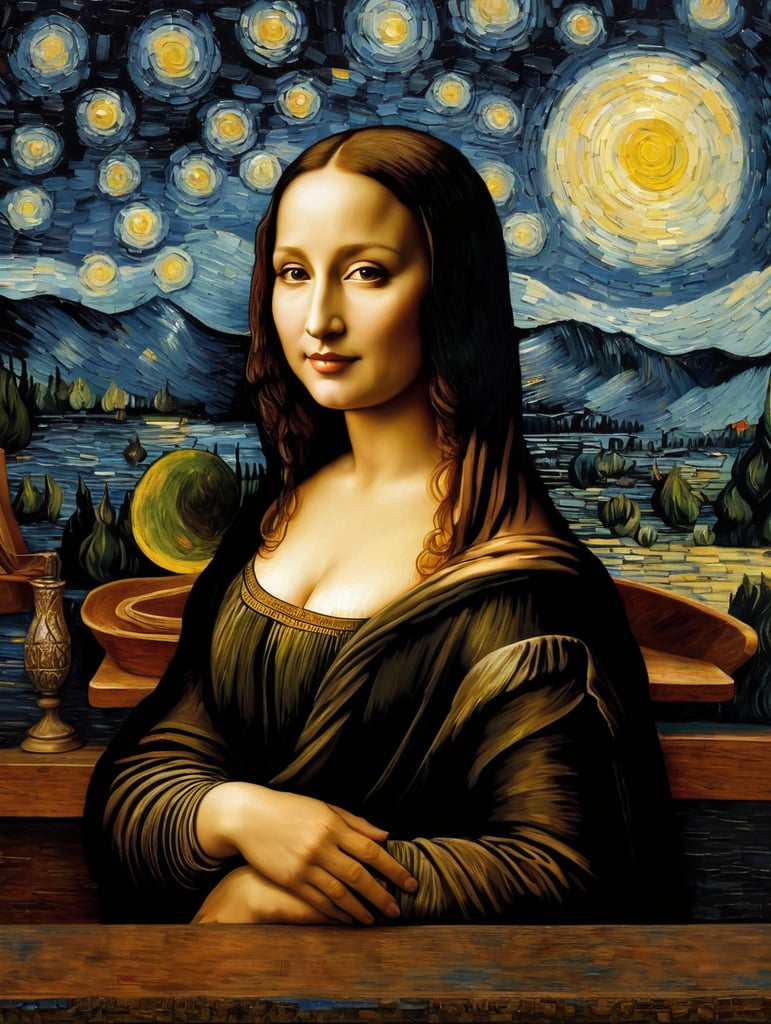 monalisa in van goghs starry nights