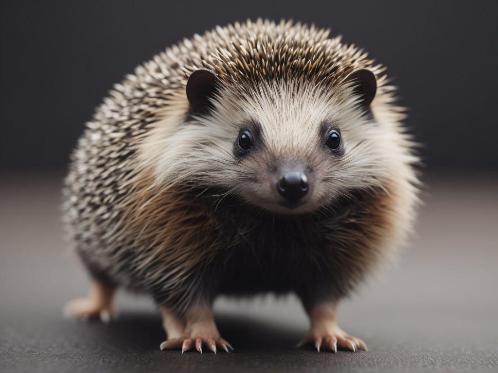 Hedgehog in a group, vibrant bright fashionable outfits isolated on solid background advertisement, copy text space