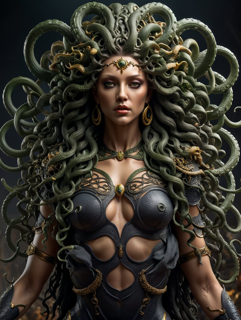 highly detailed full body of medusa