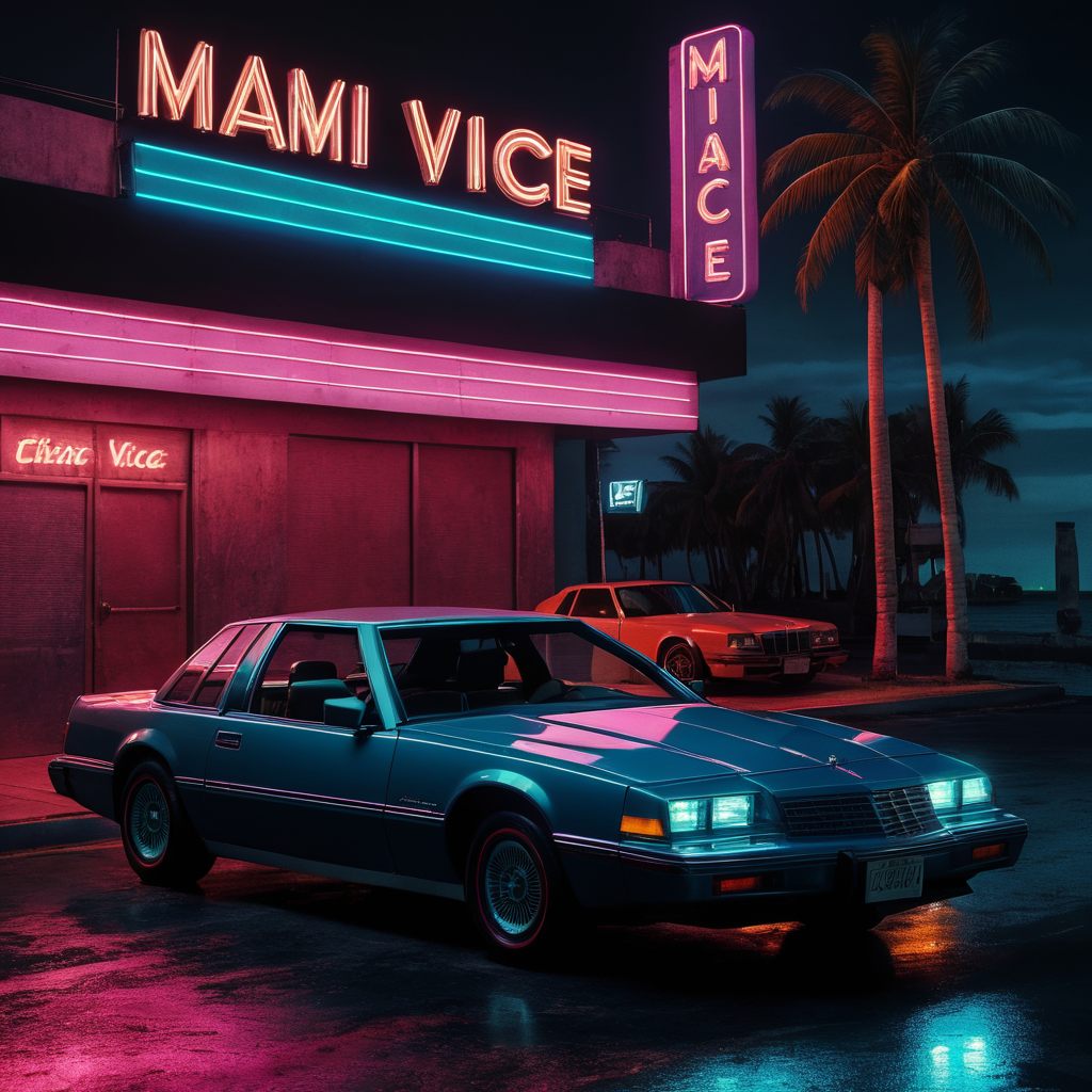 miami vice, 1984, neon lights