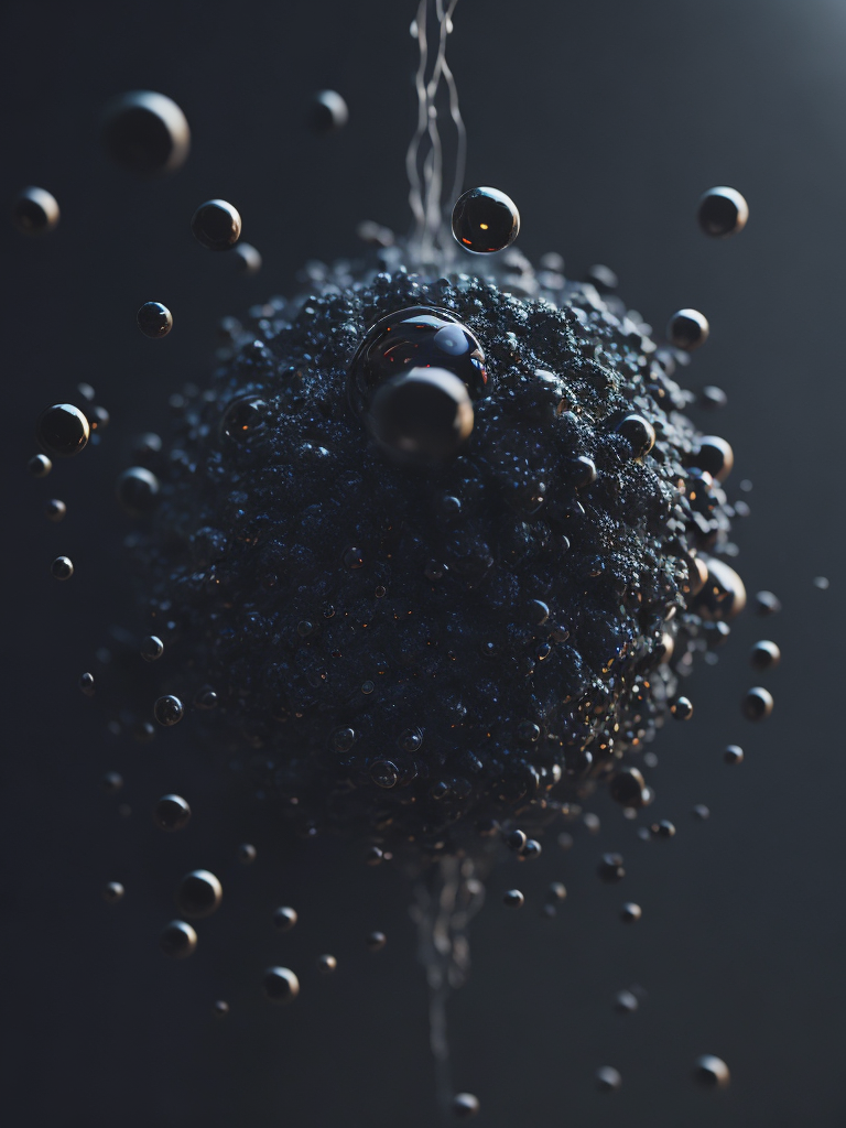 dark alien matter, black matter, organic drop, mystery, deep atmosphere, close focus on the drop, macro photography