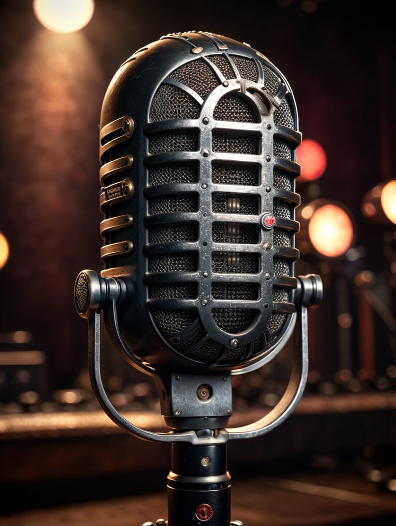 microfono vintage con cuerpo de rokero grunge
