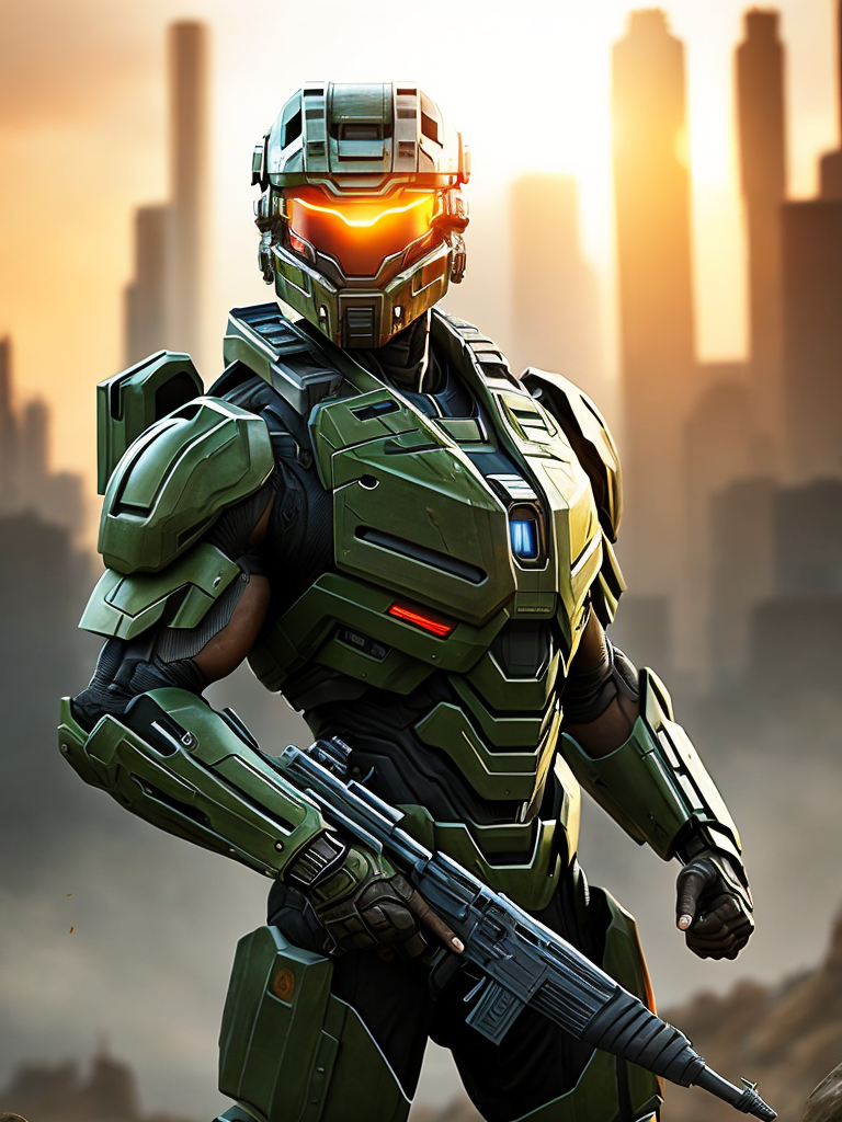 master chief, raw picture, ultra realistic, action movie,