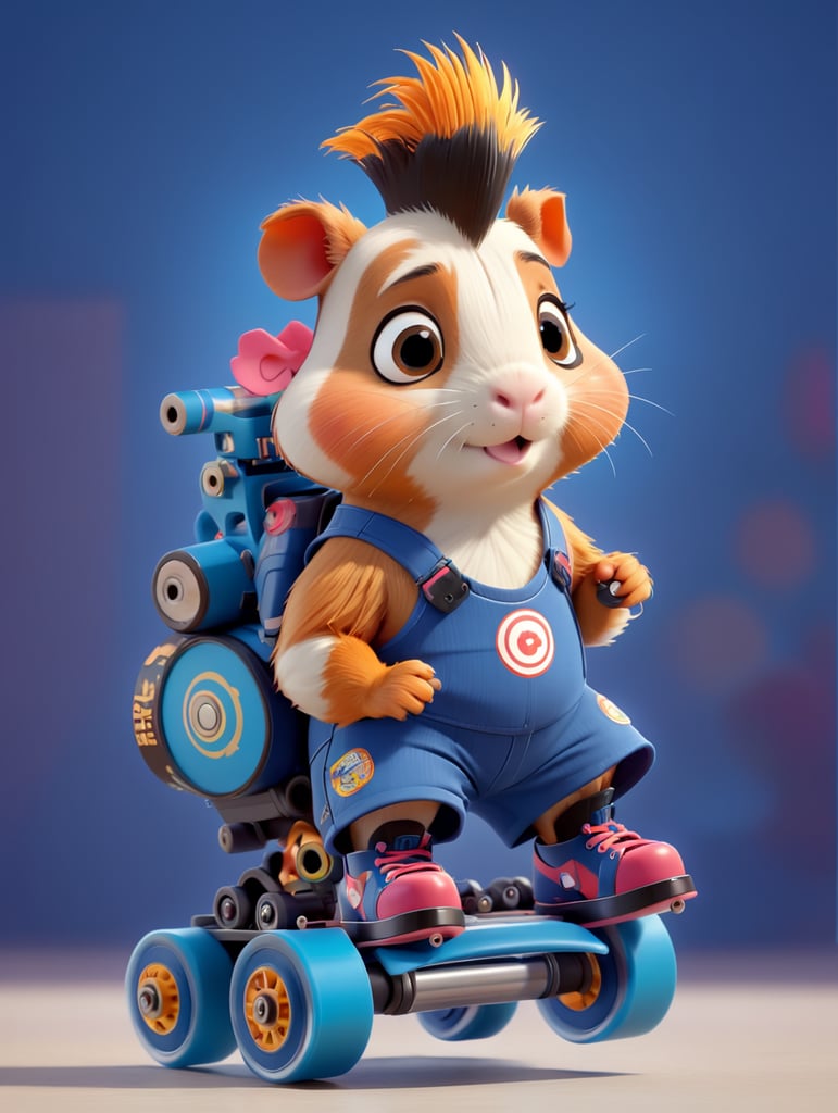 морская свинка на роликах с ирокезом в трусах и пулеметом