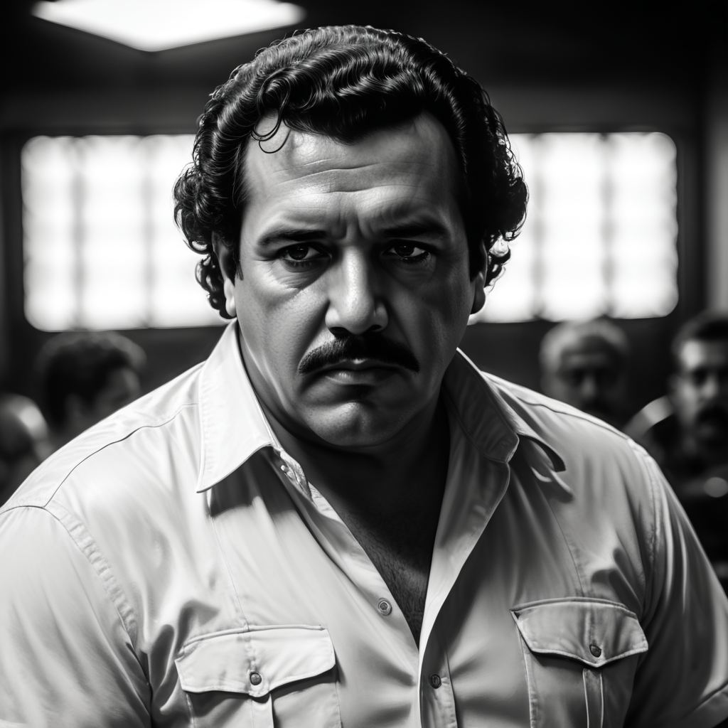 pablo escobar,black and white,portrait