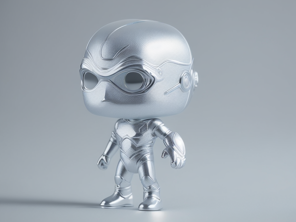 Intricate portrait of 3d render of funko pop of silver surfer, 8k, ultra realistic, whole wide shot