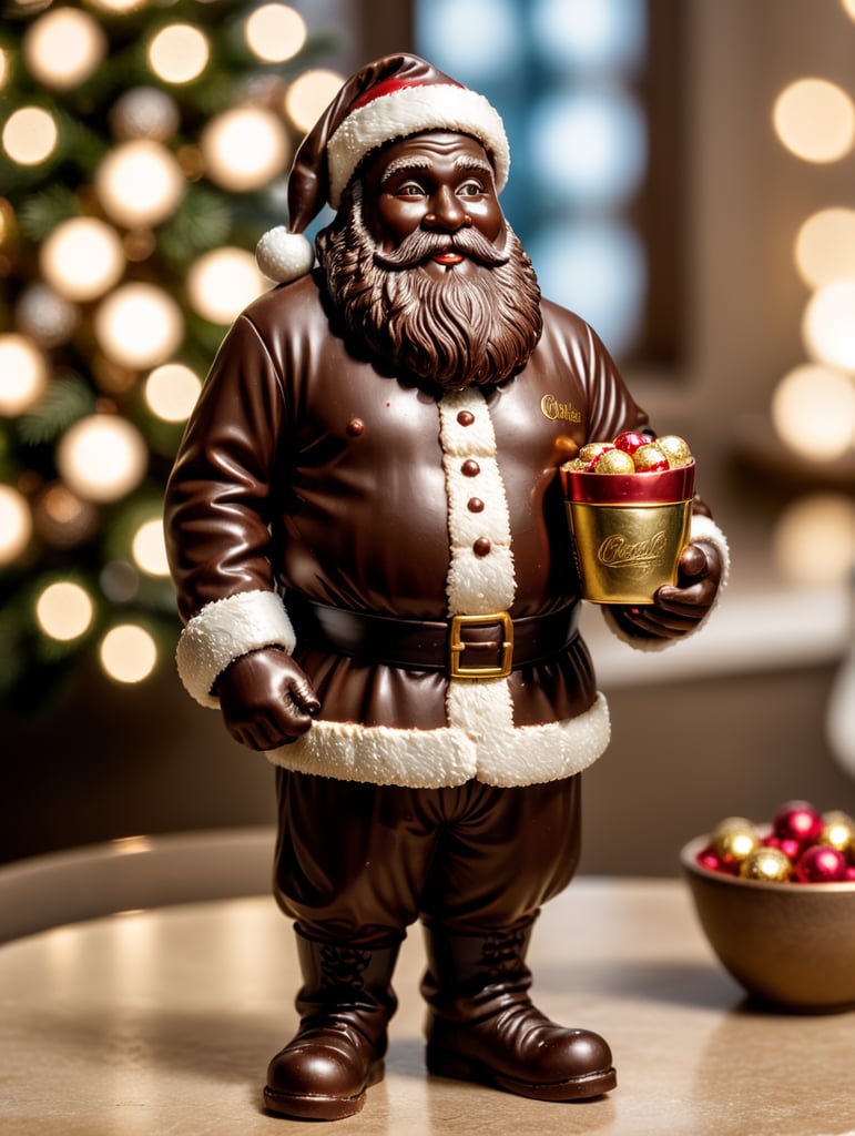 A chocolate Santa figure, made from milk chocolate