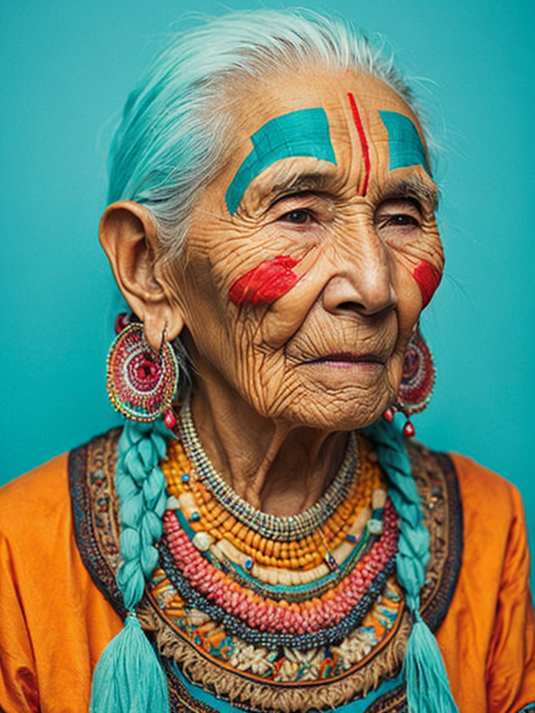 native american old woman in national dress