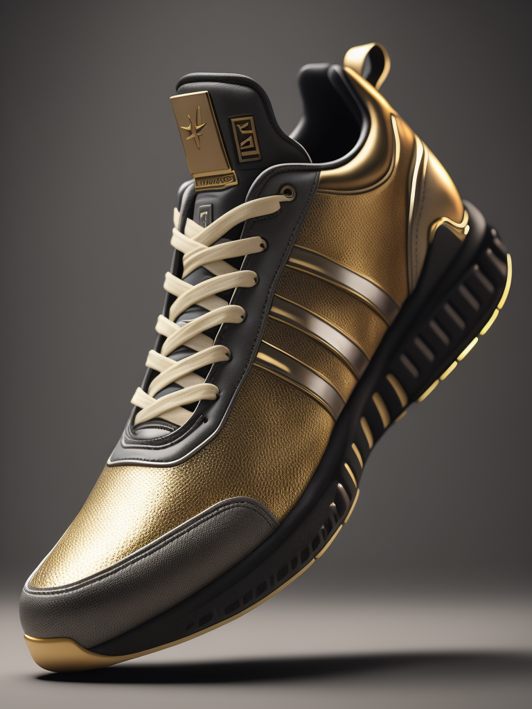 sneaker model with divine white and golden colors