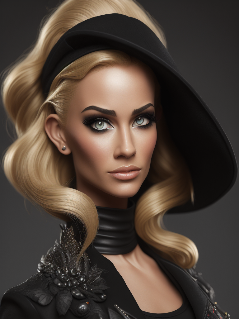 Barbie, wearing black, Portrait, Comic, Mad Magazine, USA, style of Jack Davis