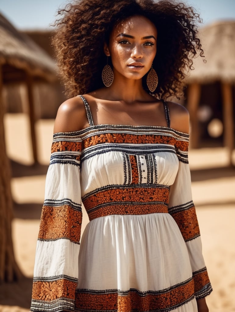 beautiful freckled African embroidered dress stunning fashion Coachella photo 8k tanned skin fashion inspiration curly goddess summer style fashion photography