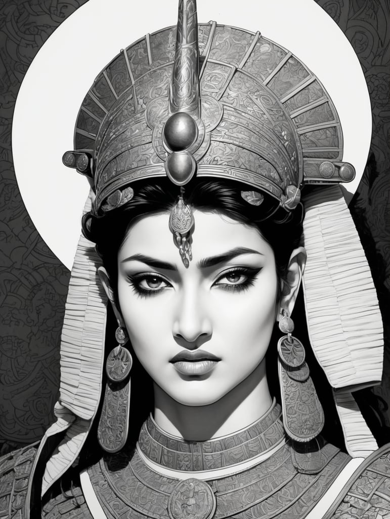 black and white,fine line art,comic,War scenes during the reign of King Ashoka