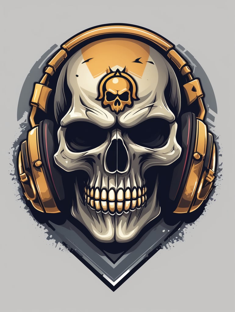 Skull detailed esports gaming logo, vector image