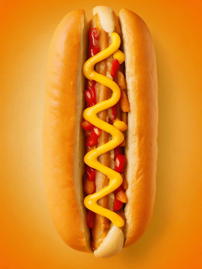 hot dog, warm colors, orange background