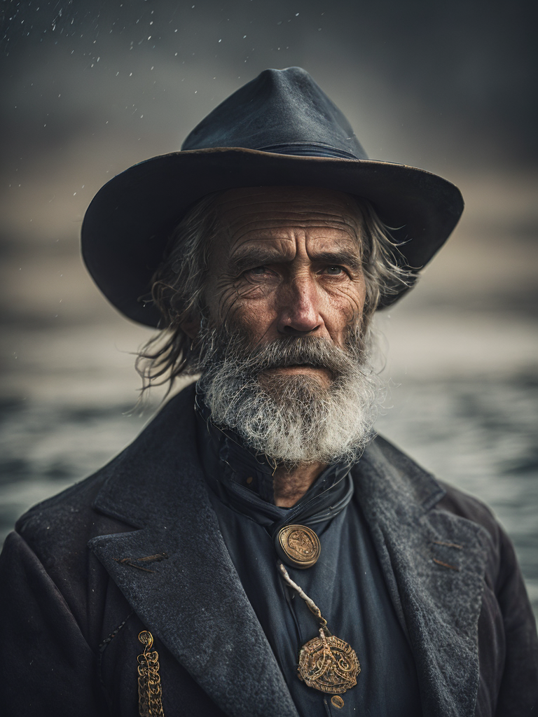 a wet plate photograph of a grizzled old sea captain
