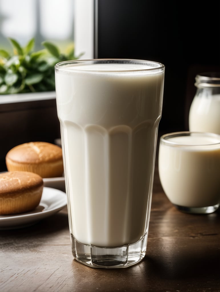 A mockup of a glass of milk.